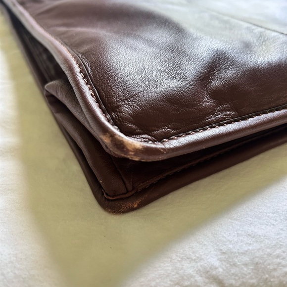 Vince Camuto Brown Leather Tote with Basketweave Design - Picture 10 of 11